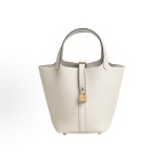 HERMES Picotin Lock 18 Gold buckle basket Bucket Bag Handbag 18 Women\'s Edition 10 Craie Milkshake White